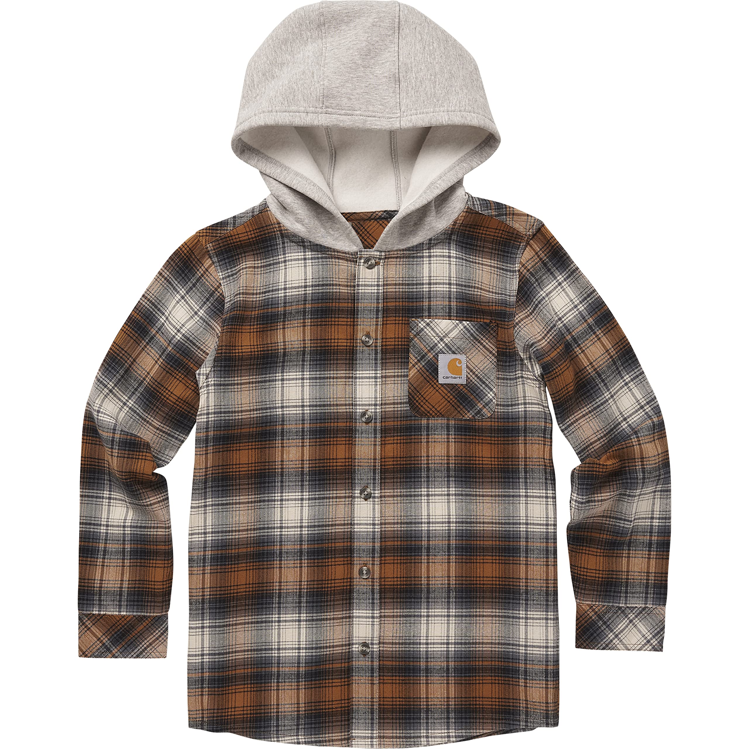 Carhartt Boys' Long-Sleeve ButtonFront Hooded Flannel Shirt
